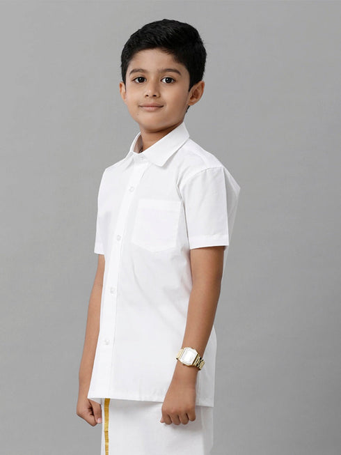 Ramraj Cotton Boys Cotton Half Sleeves White Shirt