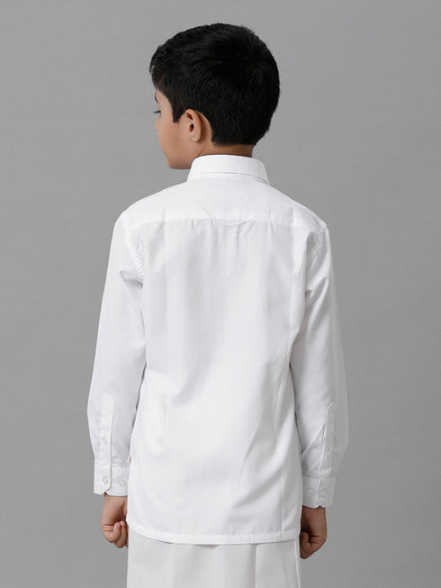 Ramraj Cotton Boys Cotton Full Sleeves White Shirt
