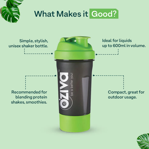 OZiva Gym Shaker Green Top, 600ml