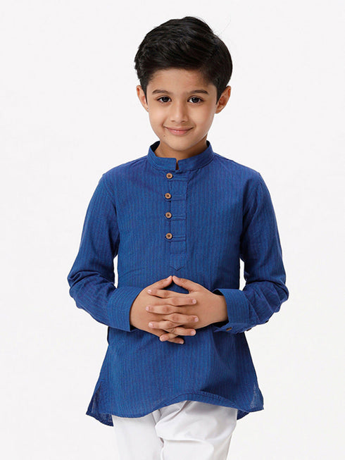 Ramraj Cotton Boys Breeze Cotton Full Sleeves Navy Kurta
