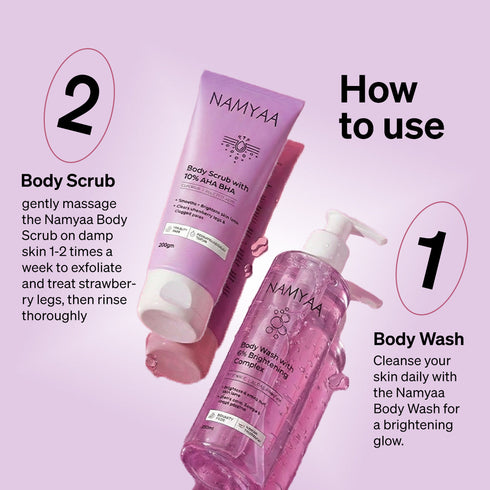 Namyaa Skincare Body Wash and Exfoliating Body Scrub Care Combo