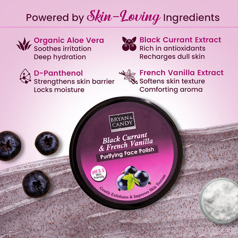 Bryan & Candy Black Currant & French Vanilla Face & Body Polish Gentle Exfoliation for Silky Smooth Skin