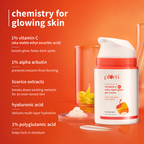 Plum 1% Vitamin C Ultra-Light-Glow Boosting Gel Cream with Alpha Arbutin