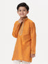 Ramraj Cotton Boys Emerald Full Sleeves Orange Kurta