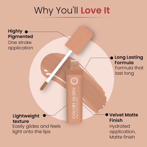 Colors Queen Zero Transfer Lipstick – Smudge Proof