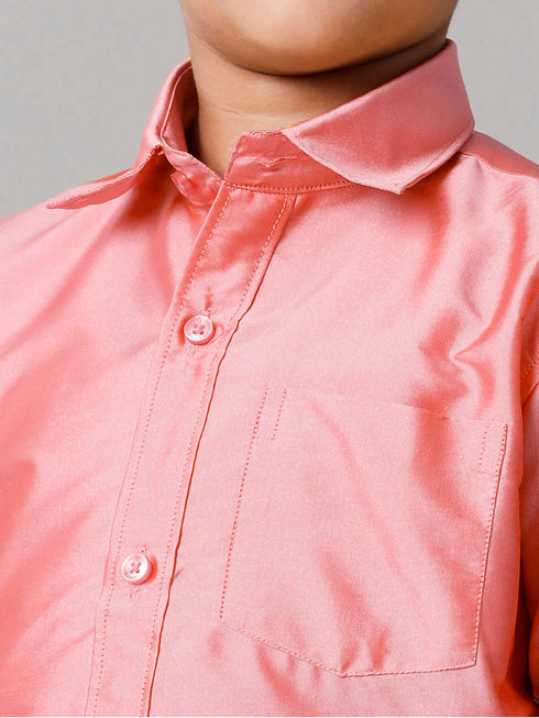 Ramraj Cotton Boys Silk Cotton Pink Half Sleeves Shirt K45
