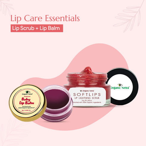 Organicnetra Lip Care Essentials - Lip Scrub + Lip Balm