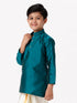 Ramraj Cotton Boys Full Sleeves Dark Green Shiny Kurta K3