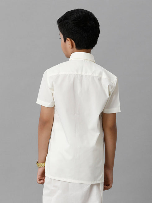 Ramraj Cotton Boy Cream Half Sleeves Shirt