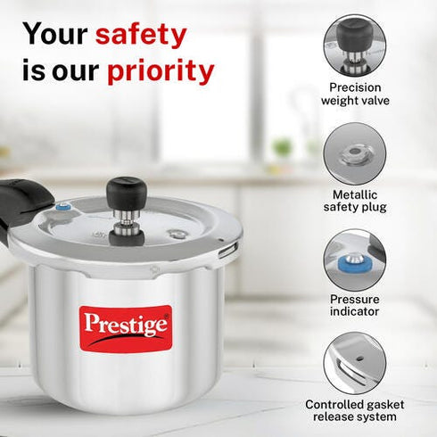 Prestige Svachh Aluminium Anti Bulge Gas And Induction Compatible Pressure Cooker 3 L Silver