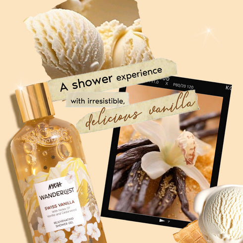 Wanderlust Swiss Vanilla Perfume Body Wash with Vanilla & Cedarwood for Hydrated Skin