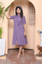 Miravan Womens Purple Solid half Sleeve midi Dress with Belt
