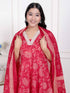 Miravan Womens red Embroidered Anarkali Kurta and Dupatta