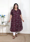 Miravan WOMENS Plus Size Wine Mandarin Neck Floral Printed A Line Party wear Kurta