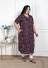 Miravan WOMENS Plus Size Wine Mandarin Neck Floral Printed A Line Party wear Kurta