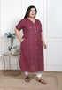 Miravan WOMENS Plus Size Relaxed Fit Red Floral Printed A Line Pure Cotton Kurta