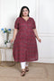 Miravan WOMENS Plus Size Relaxed Fit Red Floral Printed A Line Pure Cotton Kurta