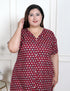 Miravan WOMENS Plus Size Relaxed Fit Red Floral Printed A Line Pure Cotton Kurta