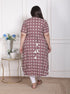 Miravan WOMENS Plus Size Cotton Floral Printed Cream A Line Kurta with Buttons