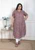 Miravan WOMENS Plus Size Cotton Floral Printed Cream A Line Kurta with Buttons