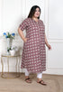 Miravan WOMENS Plus Size Cotton Floral Printed Cream A Line Kurta with Buttons