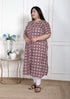 Miravan WOMENS Plus Size Cotton Floral Printed Cream A Line Kurta with Buttons