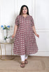 Miravan WOMENS Plus Size Cotton Floral Printed Cream A Line Kurta with Buttons