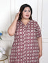 Miravan WOMENS Plus Size Cotton Floral Printed Cream A Line Kurta with Buttons