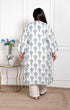 Miravan Womens Plus Size Off White Floral Printed Cotton Flex Kurta with Pant