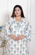 Miravan Womens Plus Size Off White Floral Printed Cotton Flex Kurta with Pant