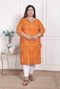 Miravan WOMENS Plus Size Yellow Bandhani Printed Straight Kurta