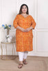 Miravan WOMENS Plus Size Yellow Bandhani Printed Straight Kurta