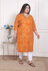 Miravan WOMENS Plus Size Yellow Bandhani Printed Straight Kurta
