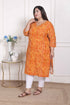 Miravan WOMENS Plus Size Yellow Bandhani Printed Straight Kurta
