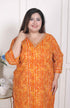 Miravan WOMENS Plus Size Yellow Bandhani Printed Straight Kurta