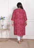 Miravan WOMENS Plus Size Bandhej Printed Rayon Kurta Magenta