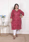Miravan WOMENS Plus Size Bandhej Printed Rayon Kurta Magenta