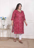 Miravan WOMENS Plus Size Bandhej Printed Rayon Kurta Magenta