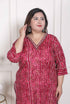 Miravan WOMENS Plus Size Bandhej Printed Rayon Kurta Magenta