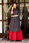 Miravan Womens Black Printed Pure Cotton Kurta With Skirt