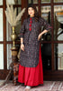 Miravan Womens Black Printed Pure Cotton Kurta With Skirt