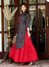 Miravan Womens Black Printed Pure Cotton Kurta With Skirt