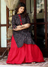Miravan Womens Black Printed Pure Cotton Kurta With Skirt