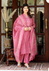 Miravan Womens Pink Straight Floral Printed Kurta and Palazzo With Dupatta Set