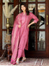 Miravan Womens Pink Straight Floral Printed Kurta and Palazzo With Dupatta Set