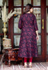 Miravan Womens Maroon Pure Floral Printed Anarkali Kurta With Gold Print Dupatta