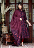 Miravan Womens Maroon Pure Floral Printed Anarkali Kurta With Gold Print Dupatta