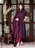Miravan Womens Maroon Pure Floral Printed Anarkali Kurta With Gold Print Dupatta