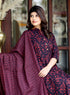 Miravan Womens Maroon Pure Floral Printed Anarkali Kurta With Gold Print Dupatta