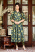 Miravan Womens Green Pure Cotton Floral Printed Anarkali Kurta